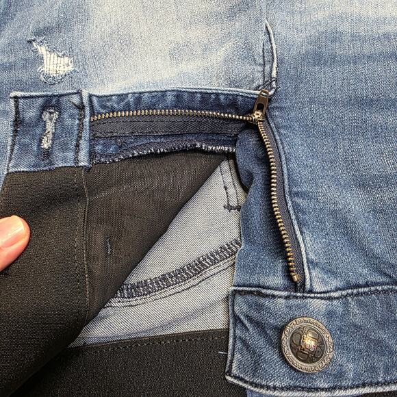 distressed Democracy Ab Solution straight jeans sz 8 high rise blue jeans - Picture 11 of 14